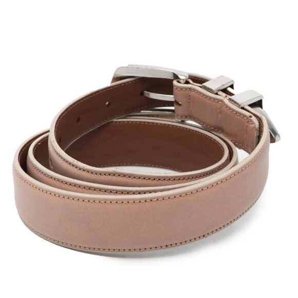 Bench Craft Leather Belt Beige Silver Buckle Double Loop Metal Pointed Tip 38 - Picture 5 of 10